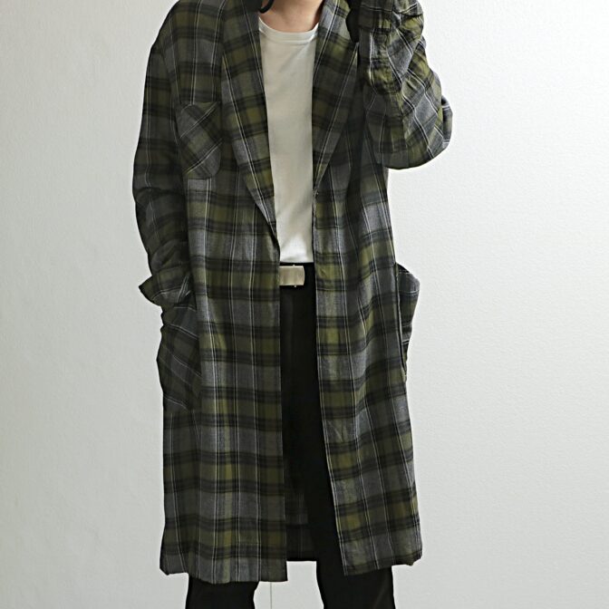 ブロックチェック柄 ガウン メンズ 古着