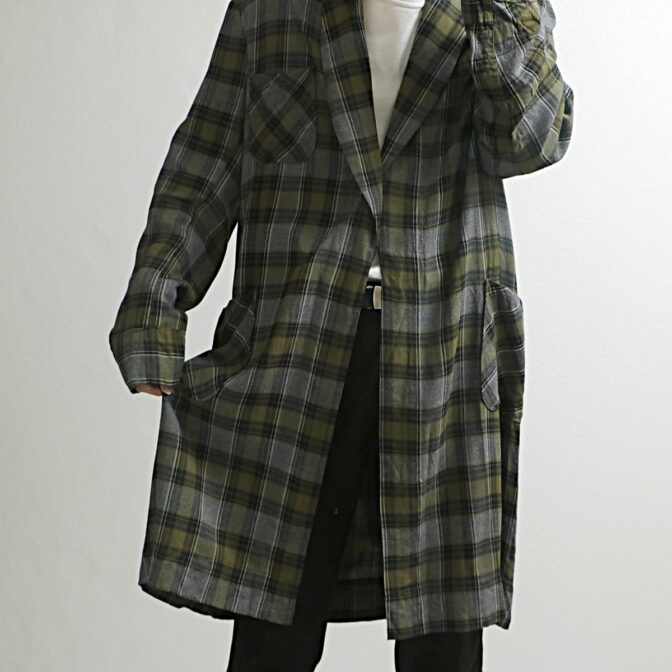 ブロックチェック柄 ガウン メンズ 古着