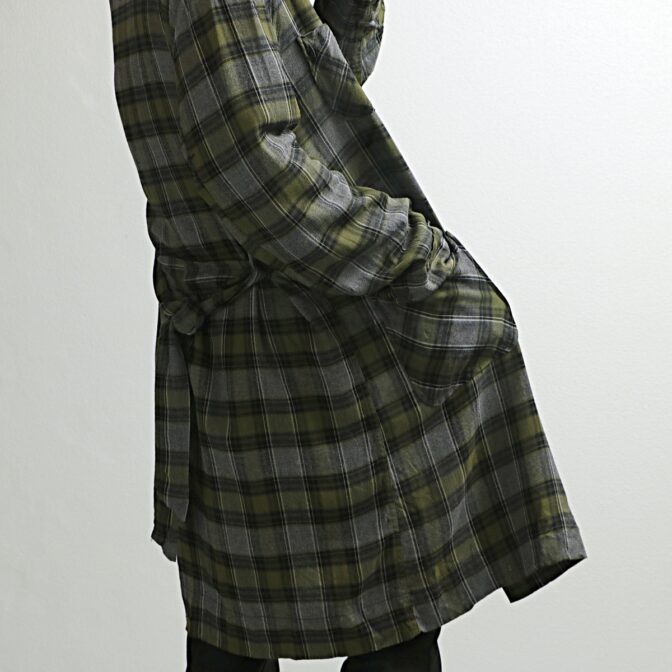 ブロックチェック柄 ガウン メンズ 古着