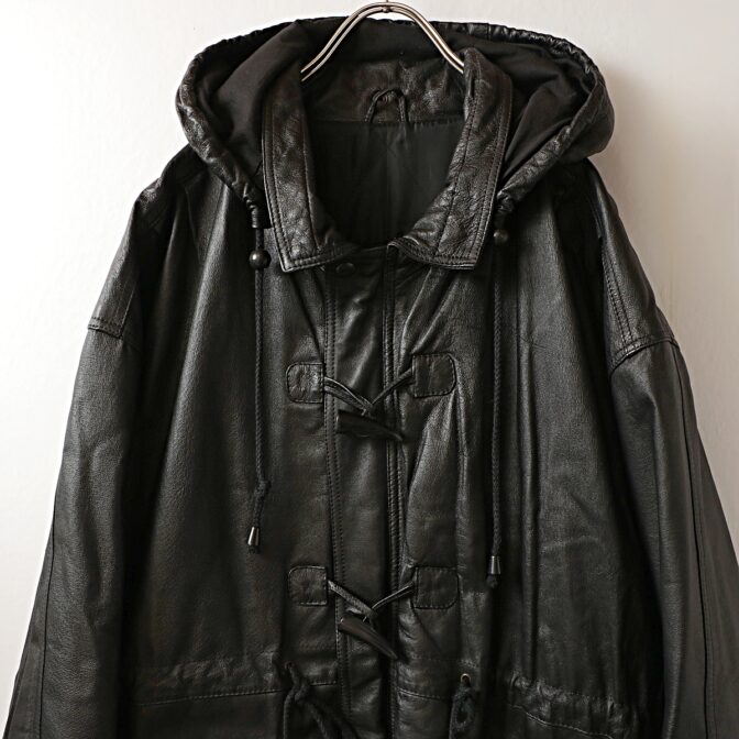 レザー ダッフルコート メンズ 古着