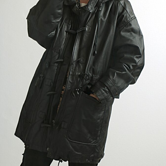 レザー ダッフルコート メンズ 古着