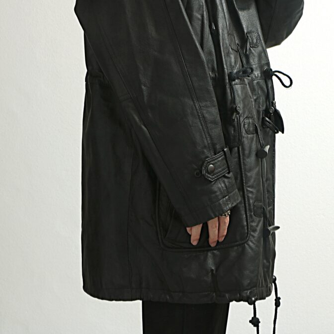 レザー ダッフルコート メンズ 古着