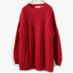 アランニット セーター 古着 赤