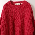 アランニット セーター 古着 赤