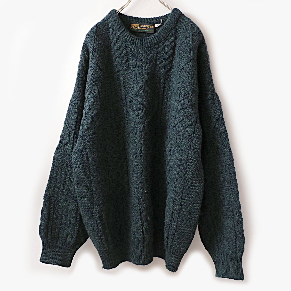 80s~ country knit wear アイルランド製 アランニット ウールセーター ...