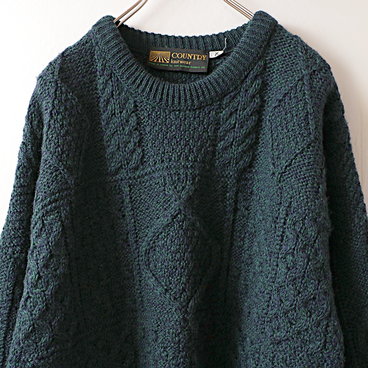 80s~ country knit wear アイルランド製 アランニット ウールセーター ...