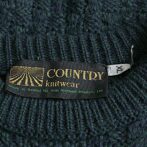 アランニット 古着 メンズ ダークグリーン