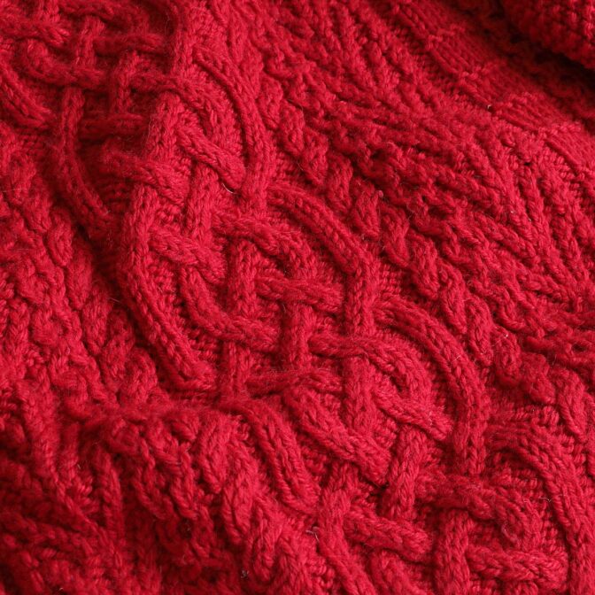 アランニット セーター 古着 赤