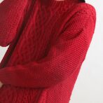 アランニット セーター 古着 赤