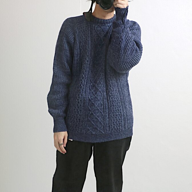 アランニット メンズ 青 英国製