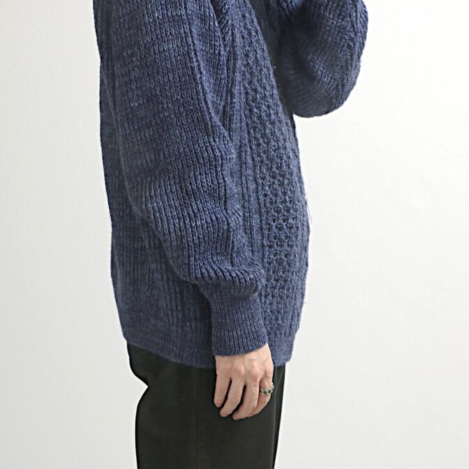 アランニット メンズ 青 英国製