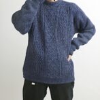 アランニット メンズ 青 英国製