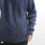 アランニット メンズ 青 英国製