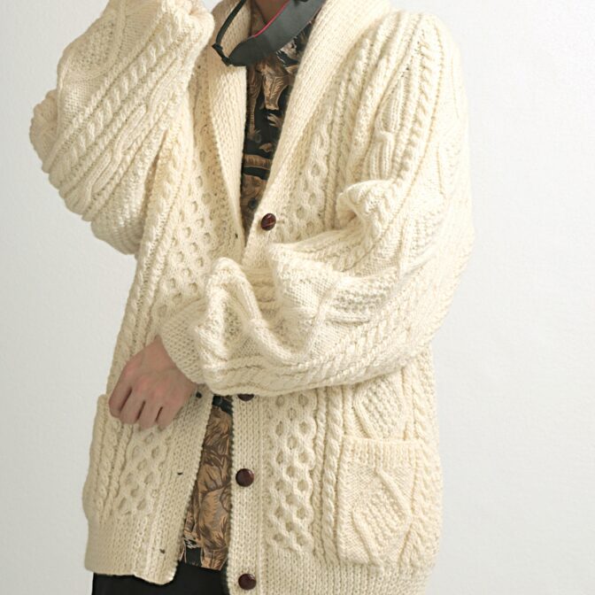 アランニット カーディガン ビッグサイズ