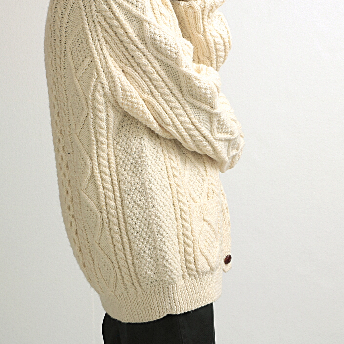 80s vintage crana hand knits アラン ウールニット ショールカラー