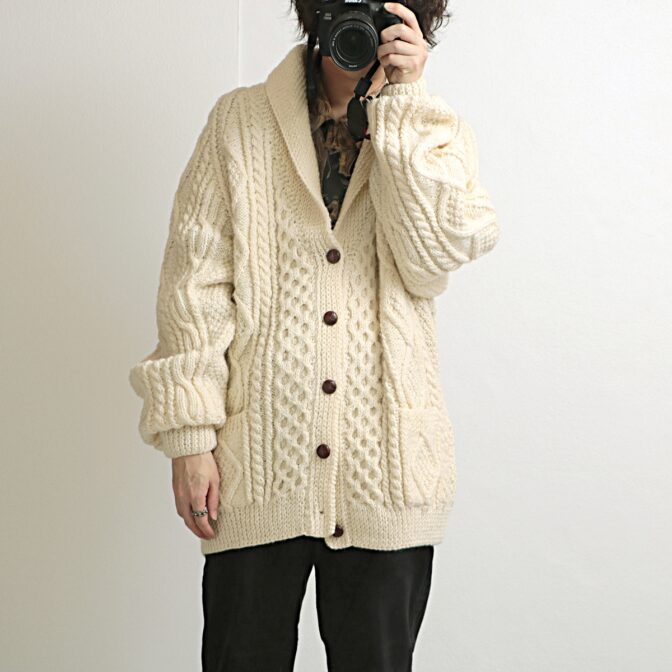 アランニット カーディガン ビッグサイズ