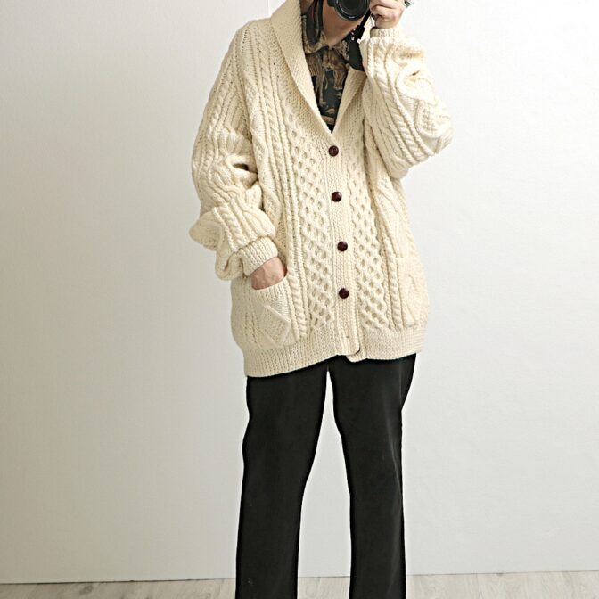 アランニット カーディガン ビッグサイズ