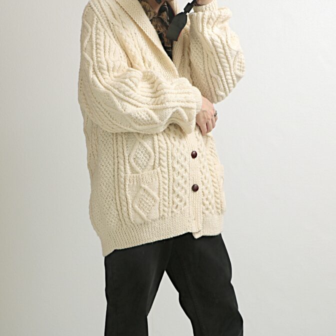 アランニット カーディガン ビッグサイズ