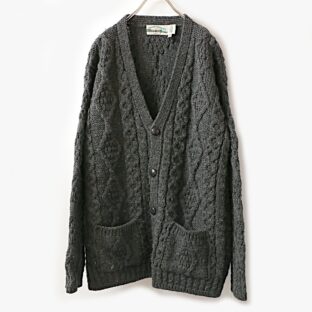 ARAN CRAFTS アランクラフト アイリッシュ ウール ニット カーディガン 古着 used チャコール