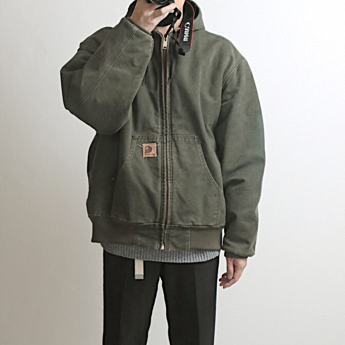 Carhartt カーハート コットン ダック地 中綿 アクティブ パーカー ジャケット 古着 used オリーブグリーン – khaki  select clothing｜古着 通販