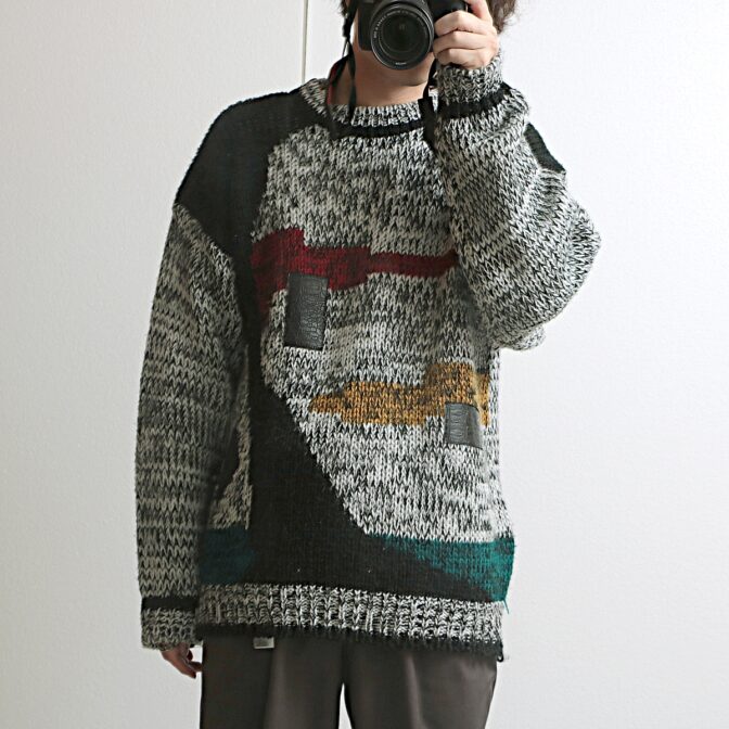 柄 アクリル ニット セーター 古着