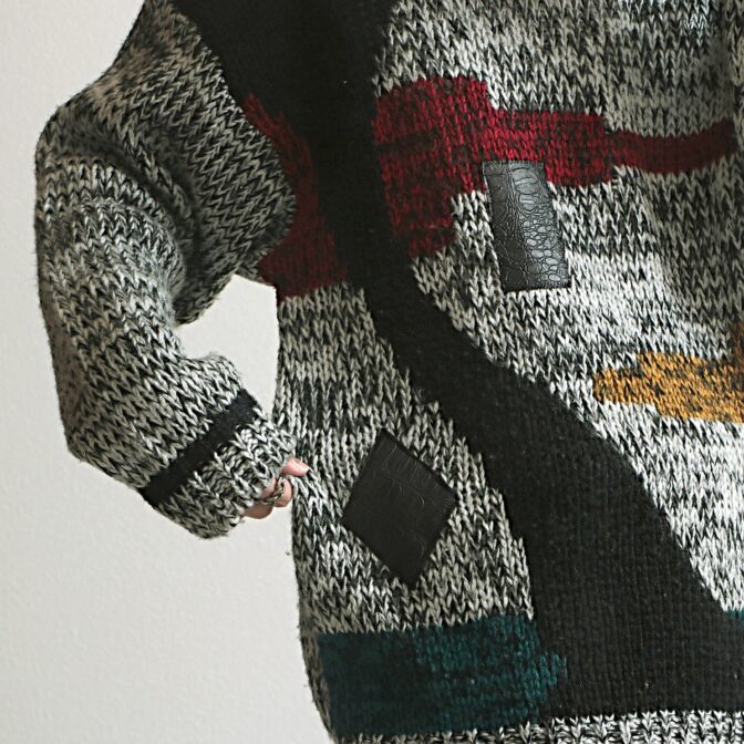 柄 アクリル ニット セーター 古着