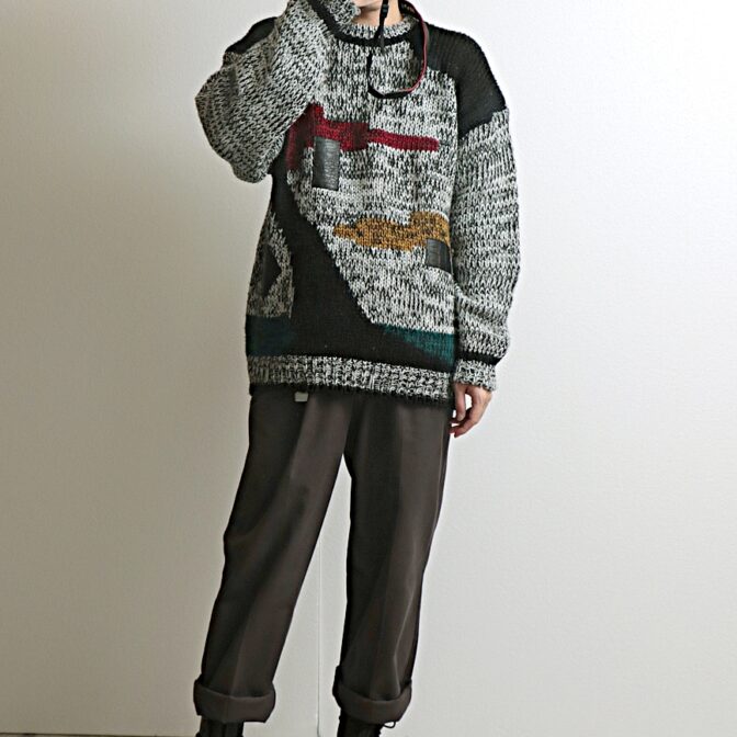 柄 アクリル ニット セーター 古着