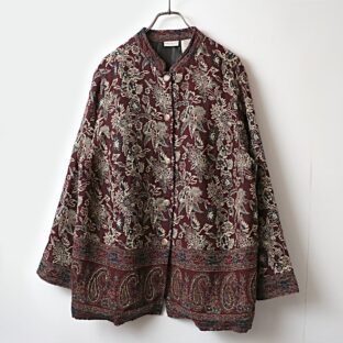 white stag ホワイトスタッグ オリエンタル調 織柄 ビジュー刺繍 ジャケット 古着 used