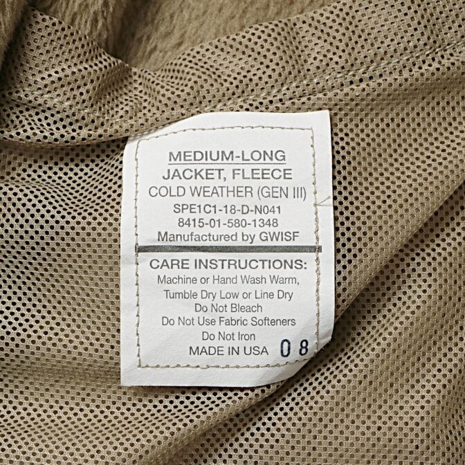 ミリタリー フリース ジャケット GEN3 コヨーテ