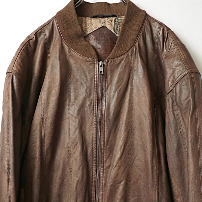 ユーロ レザー ボンバージャケット 古着