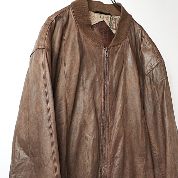 ユーロ レザー ボンバージャケット 古着