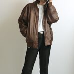 ユーロ レザー ボンバージャケット 古着