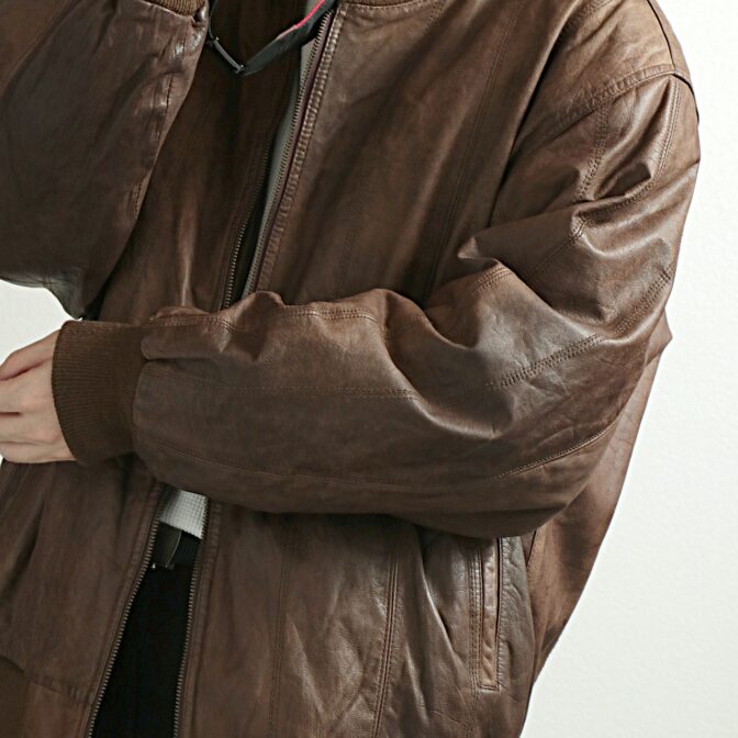 ユーロ レザー ボンバージャケット 古着