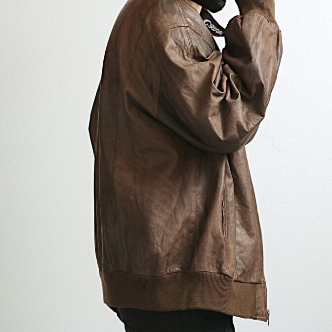 ユーロ レザー ボンバージャケット 古着