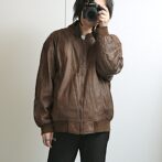 ユーロ レザー ボンバージャケット 古着