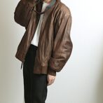 ユーロ レザー ボンバージャケット 古着