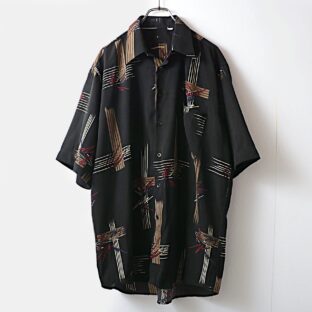 albertini 幾何学 柄 半袖 シャツ 古着 used