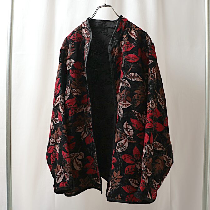 ジャガード ジャケット 羽織 総柄 フローラル