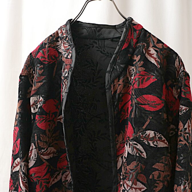 ジャガード ジャケット 羽織 総柄 フローラル